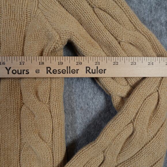 Ralph Lauren Sweater Womens Medium Cable Knit Fisherman Crew Neck Cashmere Wool - Picture 7 of 9